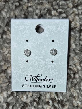 Sterling Silver Crystal Cluster Stud Earrings - Silver